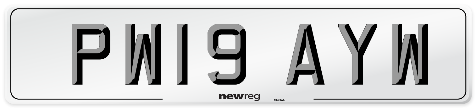 PW19 AYW Number Plate from New Reg